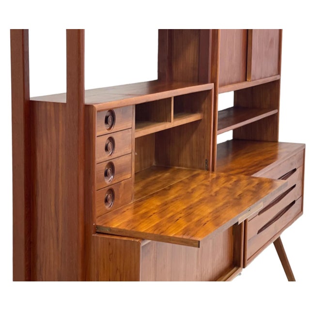Vintage Danish Imported Mid Century Standalone Bookcase With Writing Desk or Bar Top For Sale - Image 12 of 13