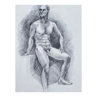 1990s Ron Yrabedra Male Nude Drawing For Sale