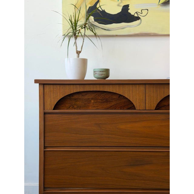 Mid-Century Modern 1960's Walnut & Rosewood Chest of Drawers For Sale - Image 3 of 7