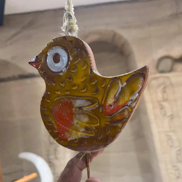 Paolo Soleri 1960s Pacific Stoneware Art Pottery Birdie Wind Chime For Sale - Image 4 of 7