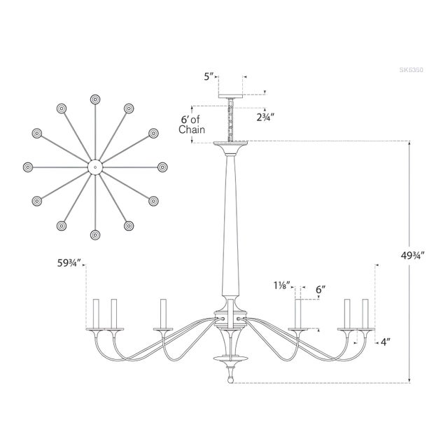 Visual Comfort Suzanne Kasler for Visual Comfort Signature Bordeaux Grande Chandelier in Swedish White & Natural Rust For Sale - Image 4 of 4