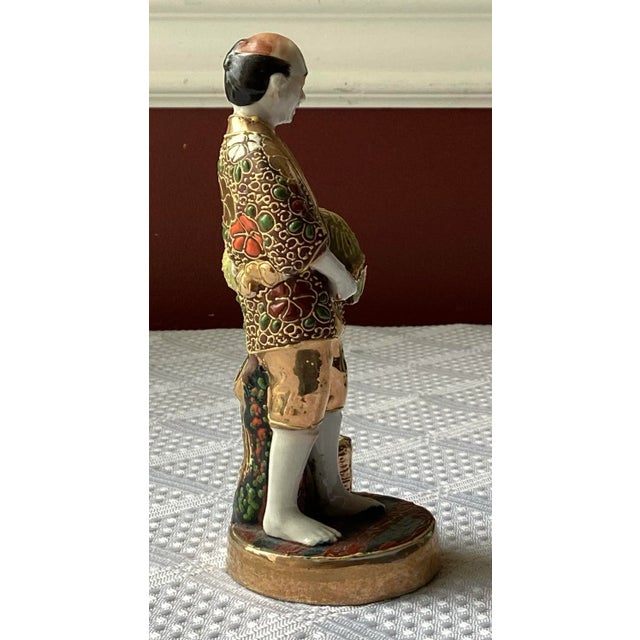 Ceramic Antique Japanese Satsuma Porcelain Figurine – Hand-Painted & Marked For Sale - Image 7 of 9