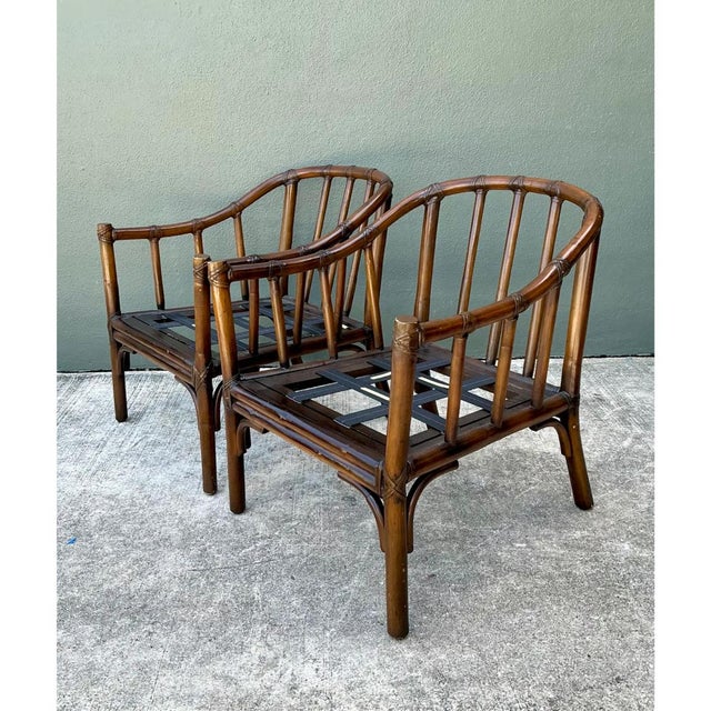 Vintage McGuire Rattan Lounge Chairs - A Pair For Sale In West Palm - Image 6 of 12