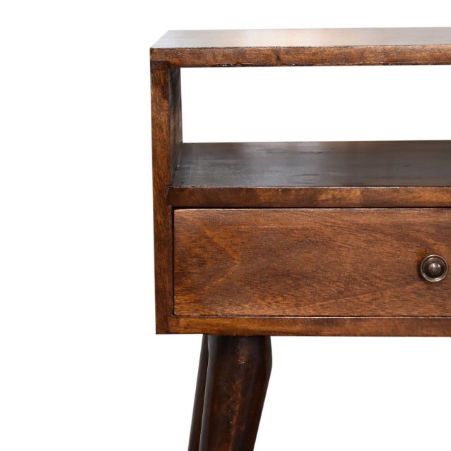 Solid Chestnut Night Table With Brass Details For Sale In Philadelphia - Image 6 of 8