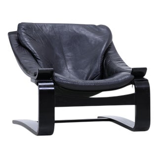 Vintage Lounge Chair in Leather, 1970s For Sale