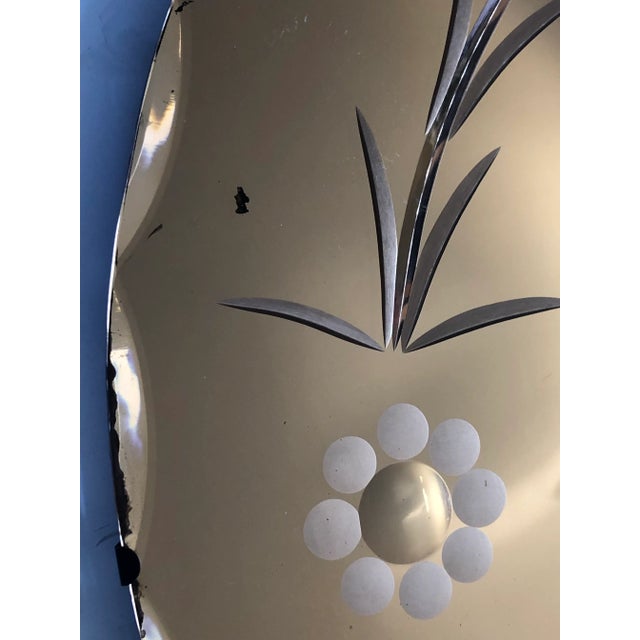 Mid-Century Modern Art Deco Peach Etched Wall Mirror For Sale - Image 3 of 7