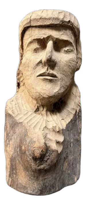 Large Bust in Carved Wood, 1950s