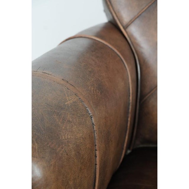 Antique Sheepskin and Wood Armchair For Sale - Image 11 of 14