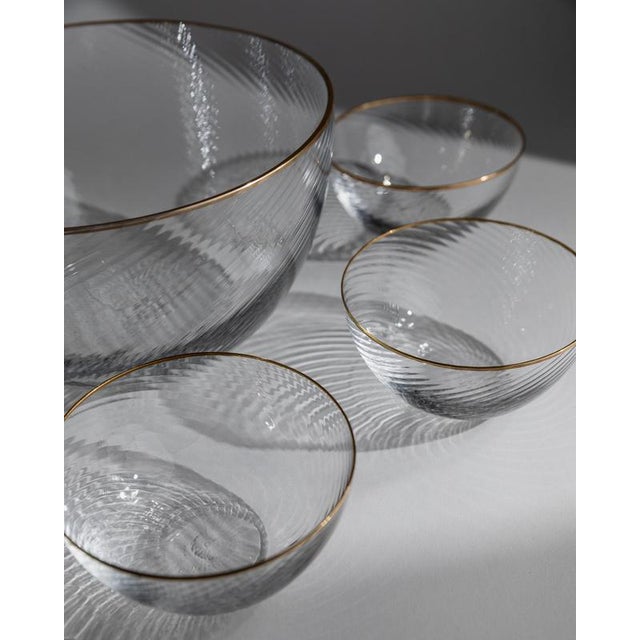 Vintage Glass Bowls with Gilt Rims, 1970s, Set of 5 For Sale - Image 5 of 11