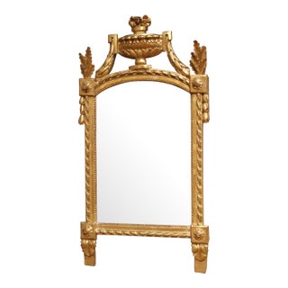 18th Century French Louis XVI Provencal Giltwood Wall Mirror With Urn Crest For Sale