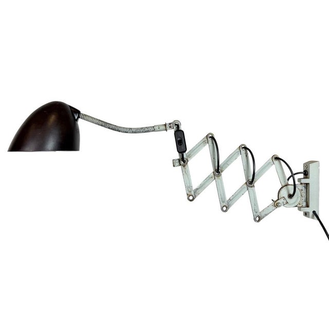 Industrial Green Scissor Wall Lamp from Elektroinstala, 1960s For Sale - Image 18 of 18