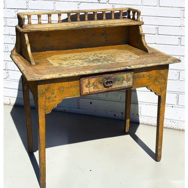 Antique Italian Paint Decorated Writing Table Desk.