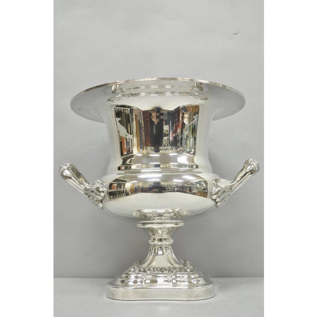 Traditional Mid 20th Century English Regency Silver Plated Trophy Cup Urn Champagne Chiller Ice Bucket by BSC For Sale - Image 3 of 16