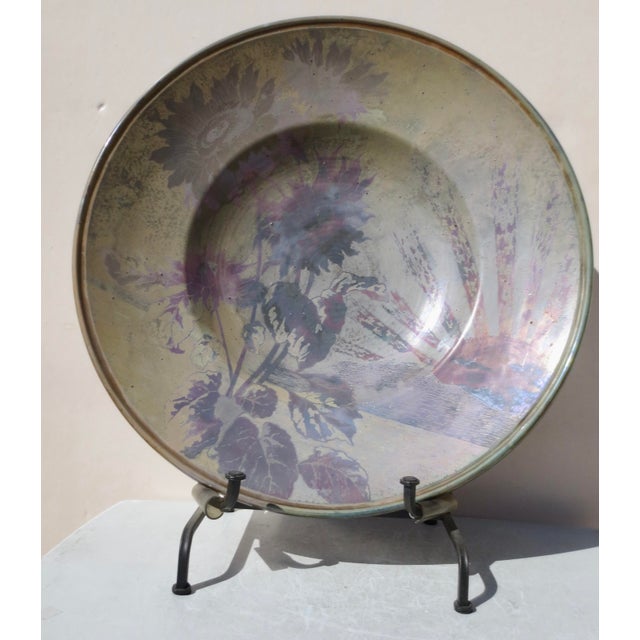 Clement Massier Clément Massier (1844-1917) Massive Luniville Floral Charger 24" Diameter Circa 1890 For Sale - Image 4 of 18