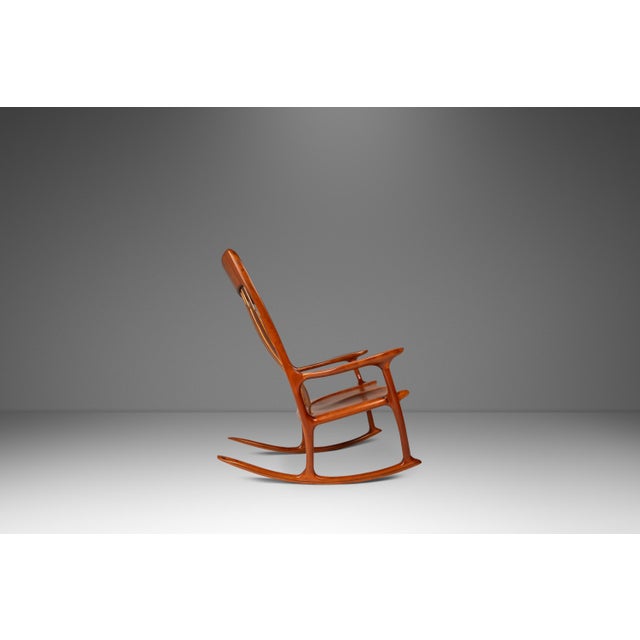 Studio Craft Sculptural Rocking Chair in Solid Cherry Wood Attributed to Hal Taylor After Sam Maloof and James Krenov, Usa, C. 1980's For Sale - Image 9 of 18