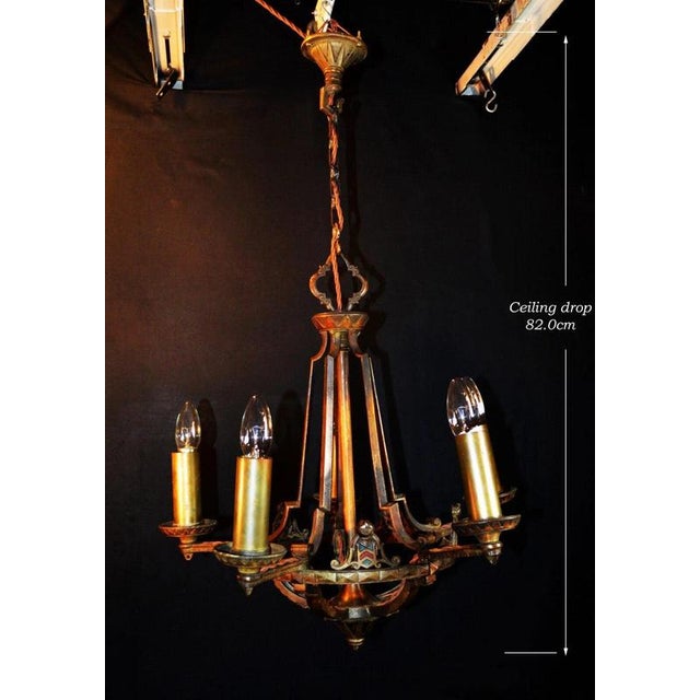 Louis XVI Art Deco French Gilt Bronze Five-Light Chandelier, 1920s For Sale - Image 4 of 13