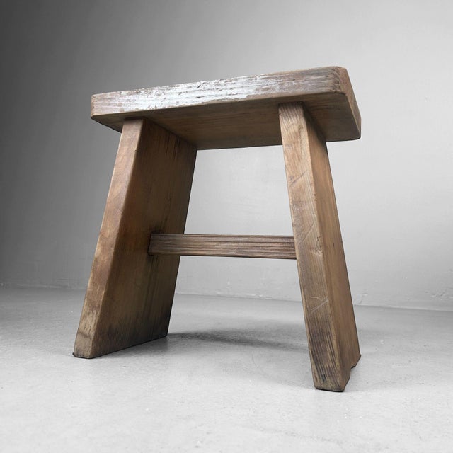 Wood Minimalist Japanese Step Stool, 1950 For Sale - Image 7 of 12