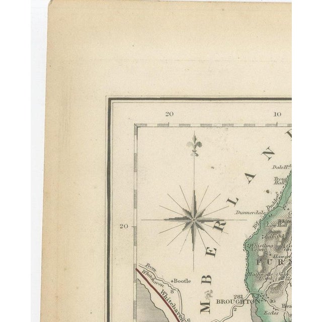 Antique Hobson Map of Lancashire with Liverpool and Manchester, 1870 For Sale - Image 6 of 12