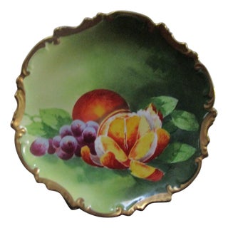 Limoges Coronet Green Decorative Plate with Hangar, Gilt Edge For Sale