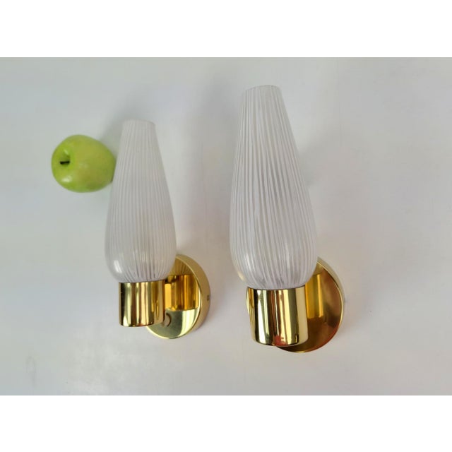 Mid-Century Swedish Wall Lamps in Brass and Glass, 1970, Set of 2 For Sale - Image 9 of 10