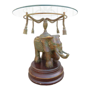 Maitland Smith Bronze Elephant Glass Side Table