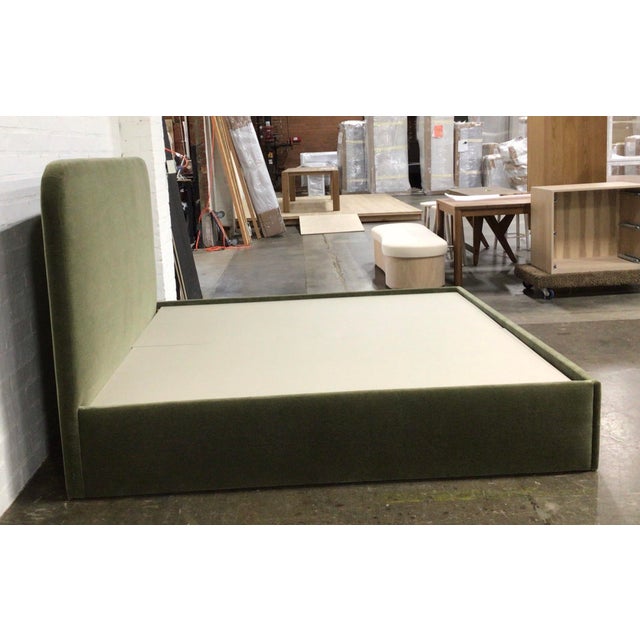 Rounded Signature Upholstered Bed from The Expert in Basil Mohair, king size. A wonderfully simple, tailored silhouette...
