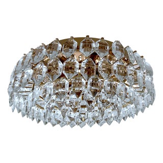 Vintage Gilded Flush Light from Bakalowits & Söhne, Austria, 1970s For Sale