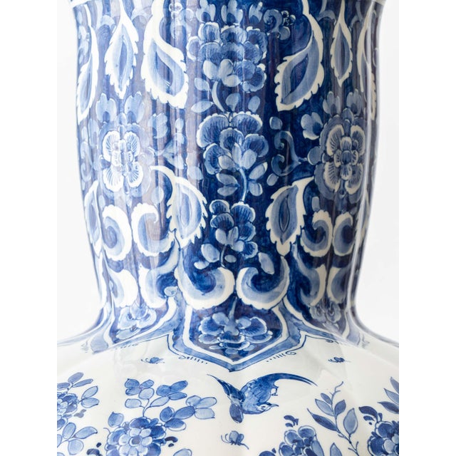 Ceramic Delftware Floor Vase in Blue and White Chinoiserie by Plateelbakkerij Ram Arnhem, 1940s For Sale - Image 7 of 14