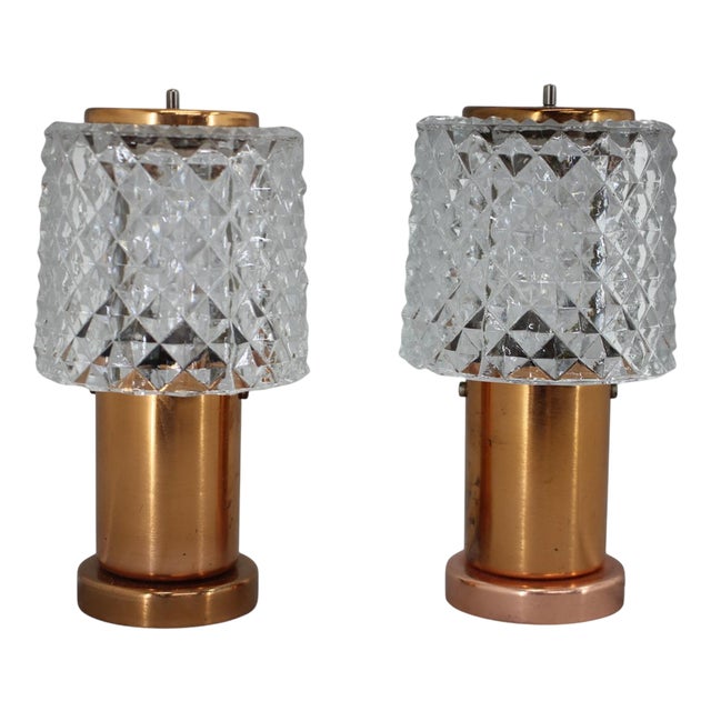 Table Lamps in Copper attributed to Kamenicky Senov, Czechoslovakia, 1970s, Set of 2 For Sale