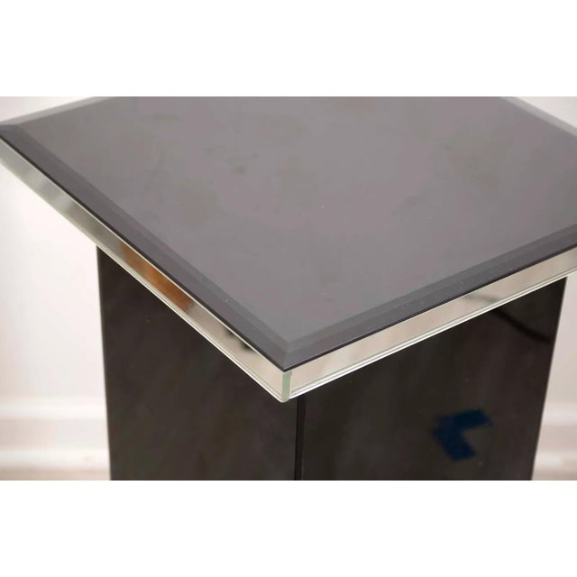 Pair of Black and Chrome Mirrored Post Modern Pedestals For Sale - Image 4 of 5