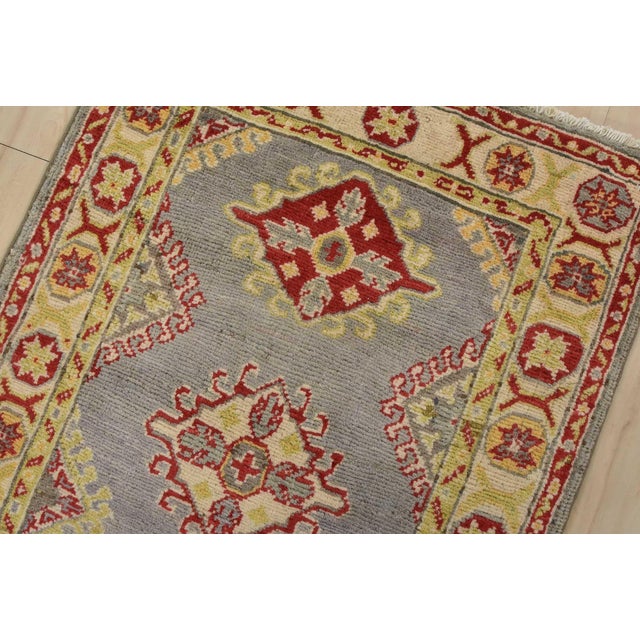 Kazak Runner 2’2” X 6’4” Gray Wool Tribal Hand-Knotted Oriental Rug For Sale In Philadelphia - Image 6 of 12