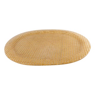 Large Butler Serving Barware Tray Lucite and Rattan, circa 1970 For Sale