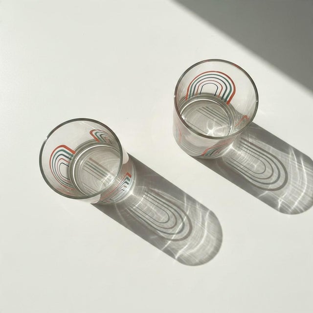 Vintage 1990s Fiesta Rainbow Arches Drinking Glasses-Set of 2-Retro Tumblers- For Sale - Image 6 of 11