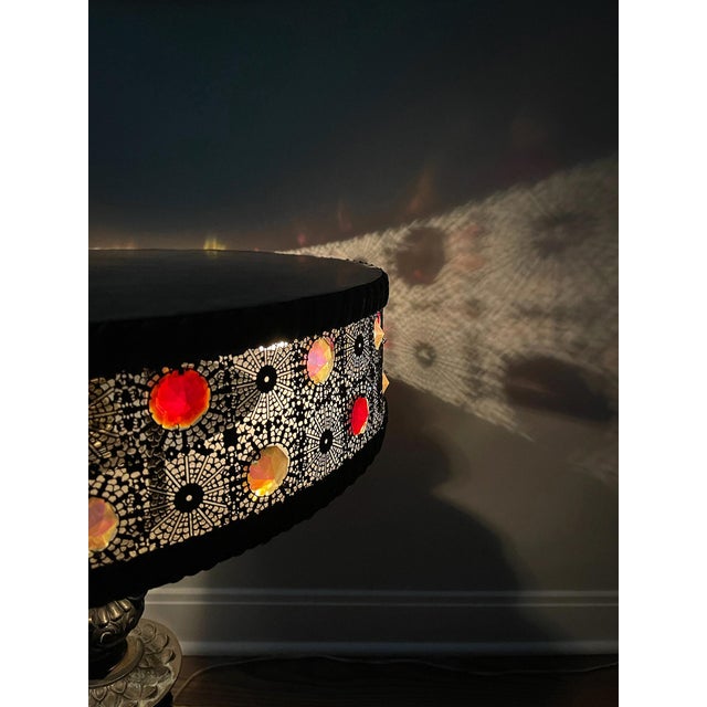 1960s Vintage 60s Illuminated Capiz Shell & Jewels Accent Table For Sale - Image 5 of 12