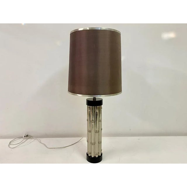 Metal Faux Bamboo Table Lamp, 1970s For Sale - Image 7 of 11