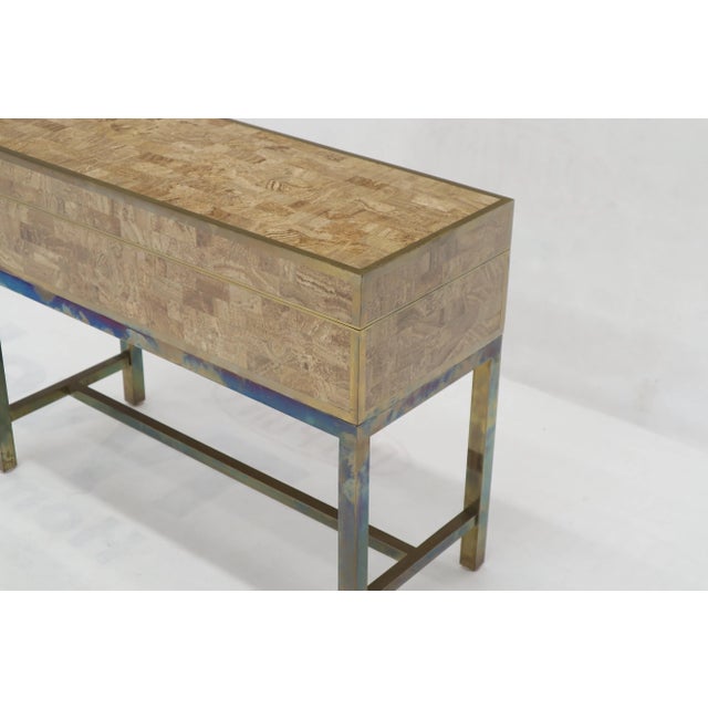 Tessellated Stone Brass Frame Base Treasure Chest Trunk For Sale - Image 9 of 13