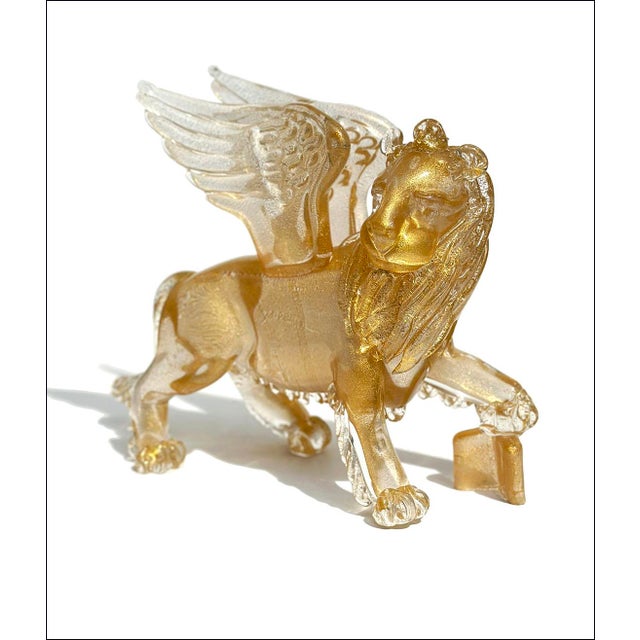 Glass Vintage Arnaldo Zanella Murano Art Glass Lion of St Marco-Signed For Sale - Image 7 of 7