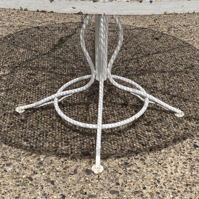 Vintage Russell Woodard Sculptura 53" Round Wrought Iron Patio Dining Table For Sale - Image 10 of 11
