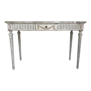 Italian Louis XVI Painted Console With Faux Marble Top For Sale