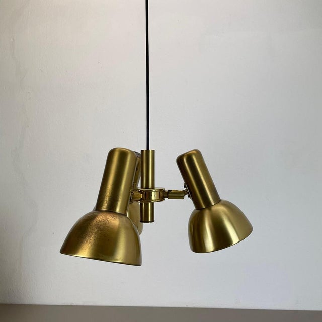 1970s 3-Spot Brass Tone Hanging Light by Koch and Lowy for OMI Lighting, Germany, 1970s For Sale - Image 5 of 18
