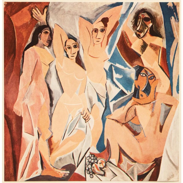 Peach 1957 After Pablo Picasso "Les Demoiselles D'Avignon", Period Cubist Full-Color Print For Sale - Image 8 of 8