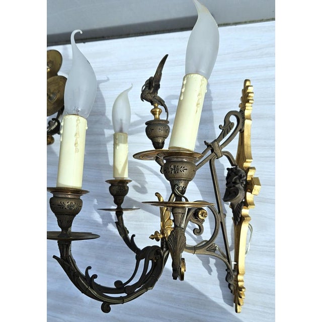 Empire Two-Color Bronze Wall Lights, Set of 2 For Sale - Image 16 of 18