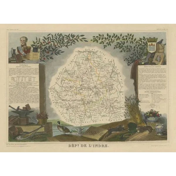 Map of the French Department of Indre For Sale - Image 3 of 6