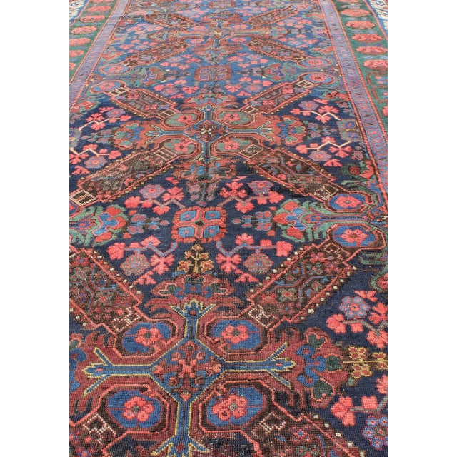 Late 19th Century Late 19th Century Antique Caucasian 19th Century Seychour Rug in Blue Green Brown & Multi Colors For Sale - Image 5 of 9