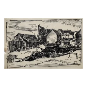 1930s Norman Kent Coastal Drawing