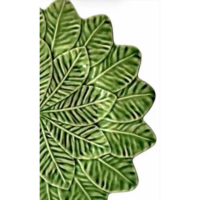 Mid 20th Century Mid 20th Century Bordallo Pinheiro Green Leaf Platters, Set of Three For Sale - Image 5 of 8