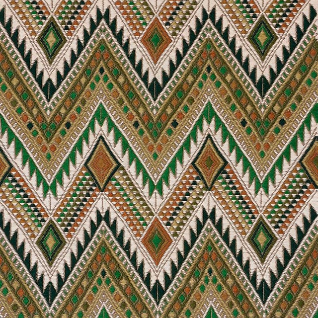 Schumacher X A Rum Fellow Coyolate Hand Woven Brocade Fabric in Green For Sale