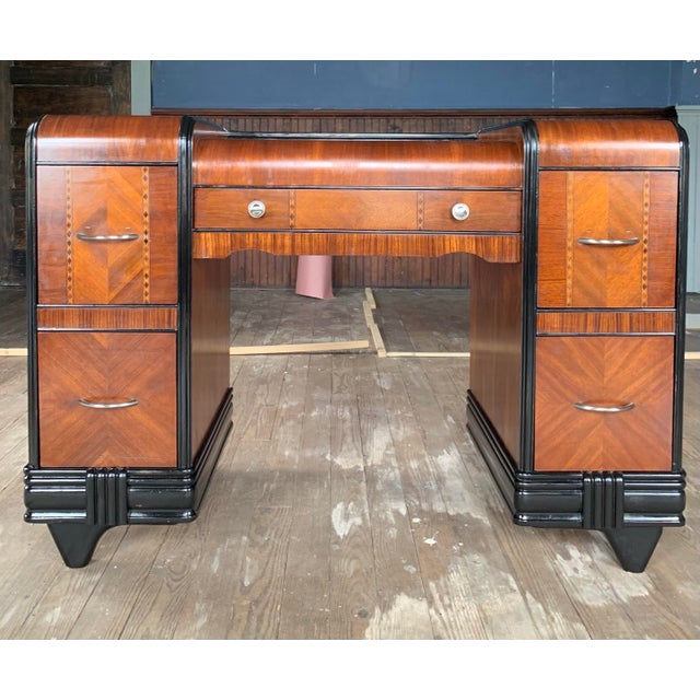 Vintage Art Deco Vanity, cherrywood construction and mahogany veneer
