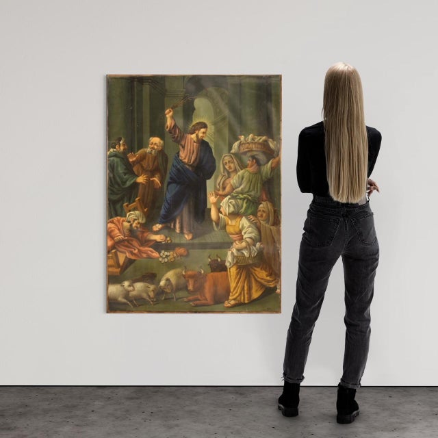 Italian Artist, Expulsion of Merchants from the Temple, 1860, Oil on Copper For Sale - Image 15 of 16
