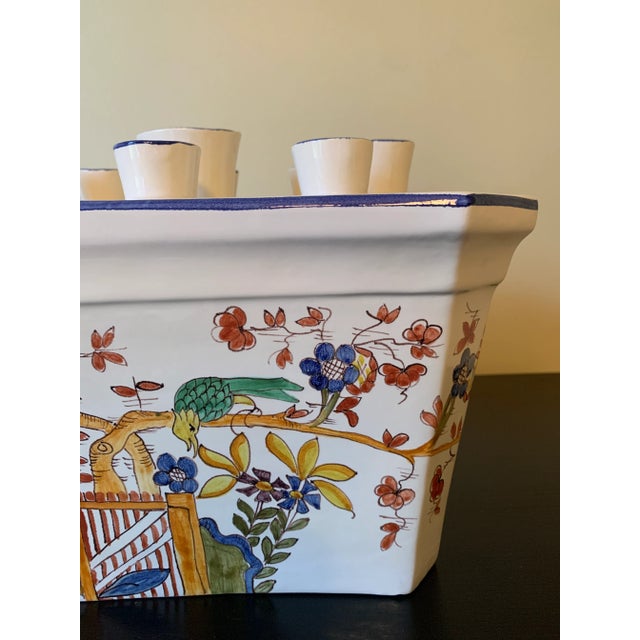 Ceramic Mid-Century Italian Hand-Painted Chinoiserie Tulipiere Vase For Sale - Image 7 of 13